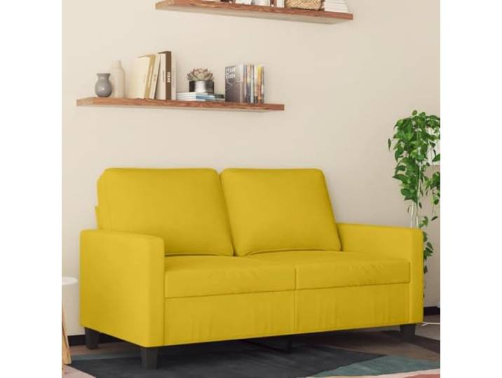 HEFZGDB 2-Sitzer Sofa Gelb 120 cm Samt Modernes Wohnzimmer Sitzmöbel Bequem mit Weichem Velours Stoff Robustes Metallgestell Stabiles Polstermöbel für Entspannung und Fernsehen