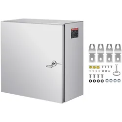 VEVOR Schaltschrank NEMA Edelstahlgehäuse, 300x300x200 mm, NEMA 4X Stahl-Elektroanschlussdose, IP66 wasser- und staubdicht, für den Innen- und Außenbereich, mit Montageplatte