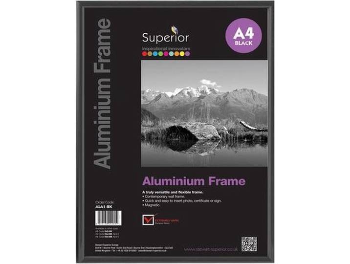 Seco fotolijst A4 - 21 x 29.7cm - zwart geborsteld aluminium - met standaard - 11mm frame
