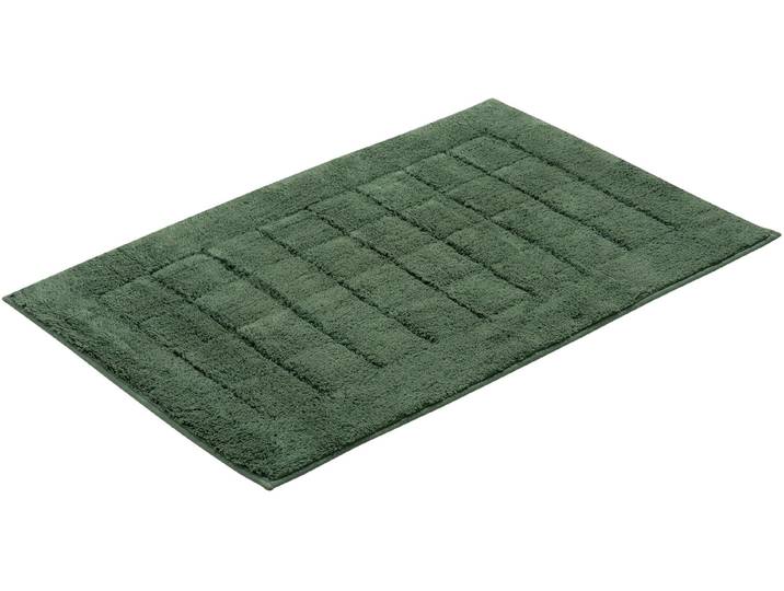 Badematte VOSSEN Exclusive Gr. 4, grün (evergrün), H:20mm, Baumwolle, Badematten, Badematte, Badteppich, Uni-Farben, Karo Muster, Hoch-Tief Effekt, reine Baumwolle