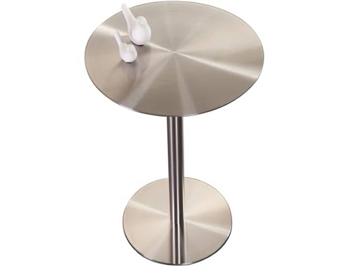Lonmrrton Kleiner runder Tisch aus Edelstahl, Cocktail-Bartisch Bistro-Pub-Tisch Couchtisch Thekenhöhe Esstisch Moderner Frühstückstisch Beistelltisch – Silber (Size : 50x50x105cm)