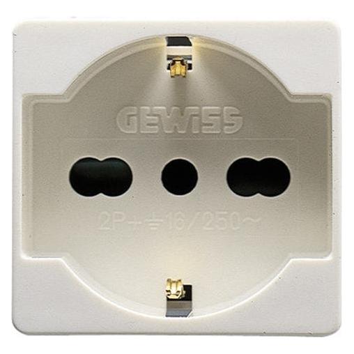 Gewiss Steckdose 2P+E italienischer/deutscher Standard 16A 250V weiss (GW20246) (GW20246)
