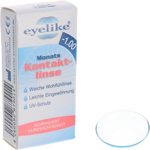 Eyelike Kontaktlinsen Dioptrien -1,00, Monatslinsen, weich, BC 8,6mm, DIA 14,1mm