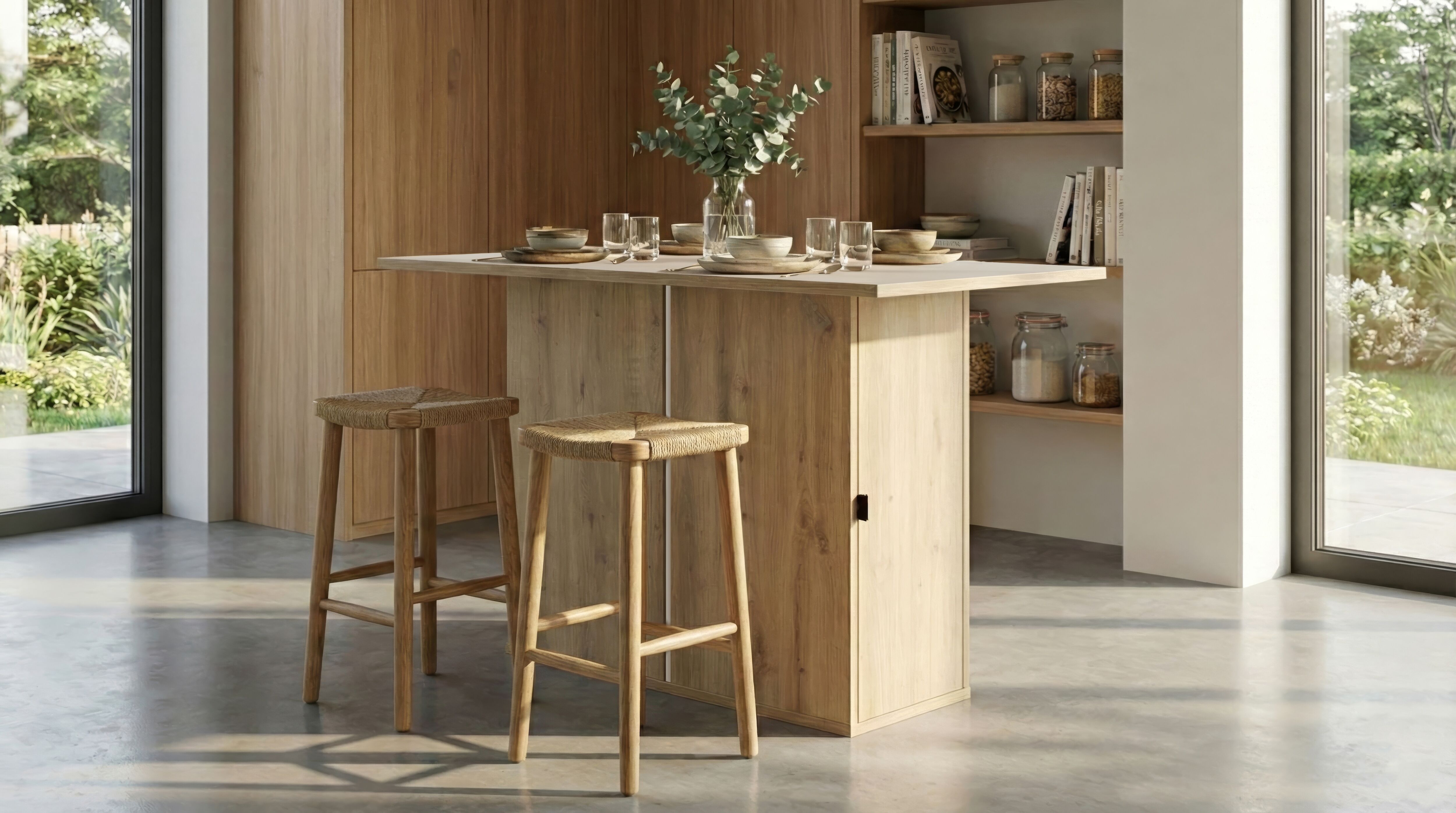 Küchentisch GAMI "Boreal", artisan eiche nachbildung, uni grege melamine, artisan eiche nachbildung, uni grege melamine, B:136cm H:90cm T:62cm, Tische, Küchentisch, Eine praktische Kücheninsel mit Stauraum artisan eiche nachbildung, uni grege melamine, ar