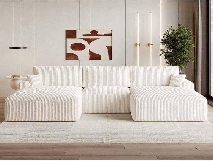 GrainGold Ecksofa U-Form Serene U, Set, Schlaffunktion, Freistehende, Bettkasten, DL-Mechanismus