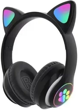 Cozy Casa Charm Cute Cat Wireless Headphones With RGB Lights And Noise Cancelling Mic black