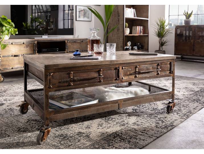 Couchtisch Mango 110x60x50 braun lackiert HEAVY INDUSTRY #222