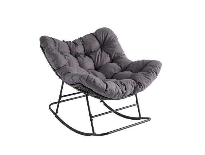 Fauteuil Papasan suspendu œuf avec coussin pour jardin et balcon jusqu'à 204 kg gris