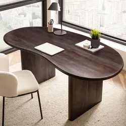 Schreibtisch FineBuy Computertisch 180 cm Massivholz Bürotisch Nierenform