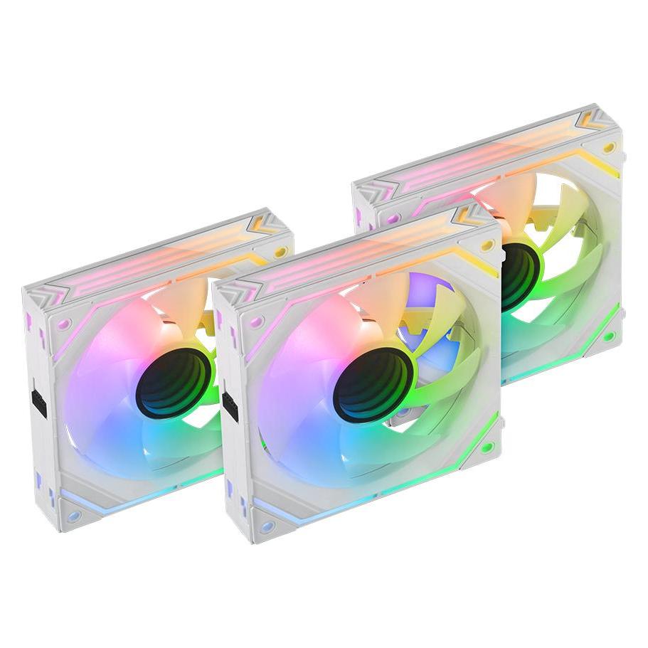 Mars Gaming Lot De 3 Ventilateurs Boitier Linkfinity RGB - 12cm (Blanc) (120 mm, 3x) (MFLINKFINITYKITW)