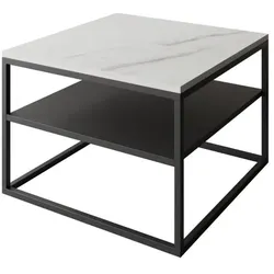 COUCHTISCH NOVA mit Ablage Schwarz / Marmor Levanto