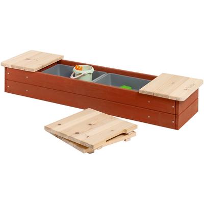 Sandkasten PINOLINO "Hedda, rot/natur", rot (rot, natur), Sandkästen, Kinder, B/H/L: 113,5cm x 18,5cm x 114cm, Massivholz, B:113,5cm H:18,5cm L:114cm T:32cm