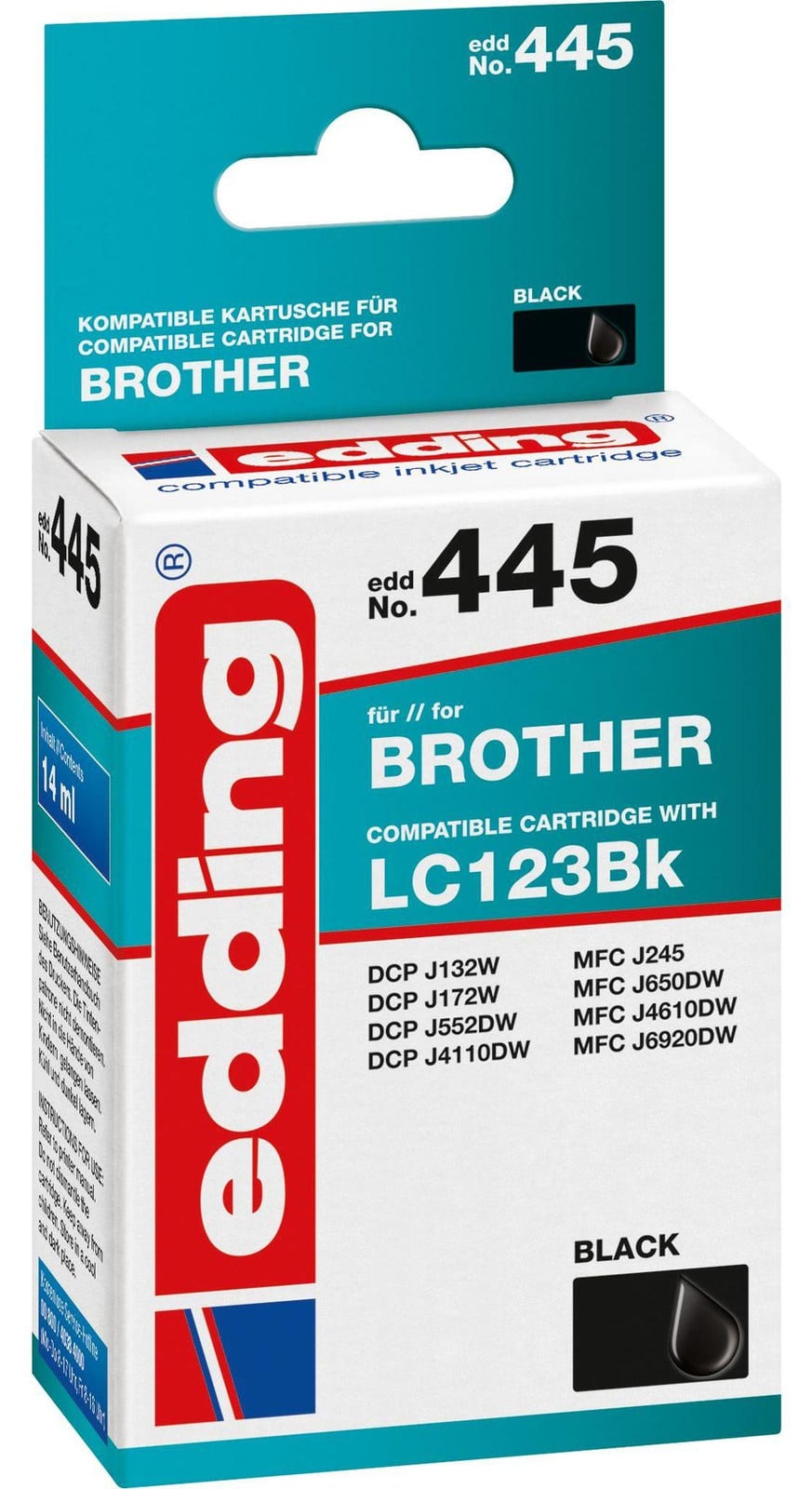 Edding Tintenkartridge 18-445-01 compatibel met Brother LC123