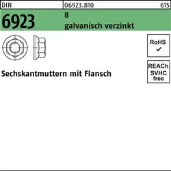 Sechskantmutter DIN 6923 Flansch M6 8 galv.verz. 1000 Stück