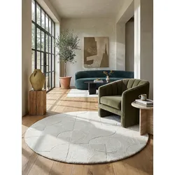 Wollteppich Kurzflor Elfenbein Ø160 cm - DEBEN   Kadima Design