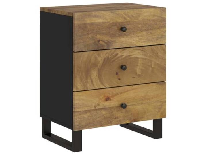 Heofavd Nachttisch Industriell 50x33x62 cm Mangoholz Massiv 3 Schubladen