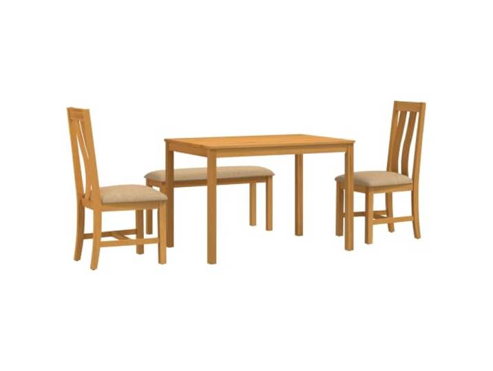 PUGYNBK 4-teiliges Esstisch-Set, Beige, Eichenholz, einfarbig Gepolsterte Sitze, Schaumstoff, minimalistisches Design, quadratische Beine, einfache Montage