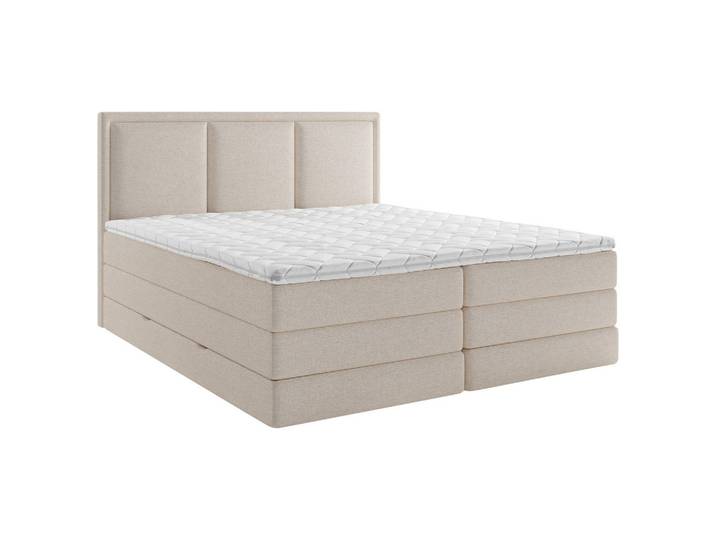 Boxspringbett, Beige, 160x200 cm, Textil, Bettkasten & Gepolstertes Kopfteil, Modern, MID.YOU