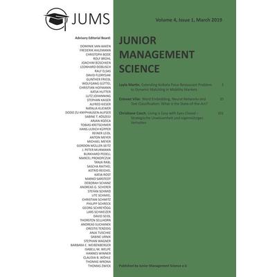 Junior Management Science, Volume 4, Issue 1, March 2019, Taschenbuch von Junior Management Science E. V., GRIN, 978-3-346-08174-2