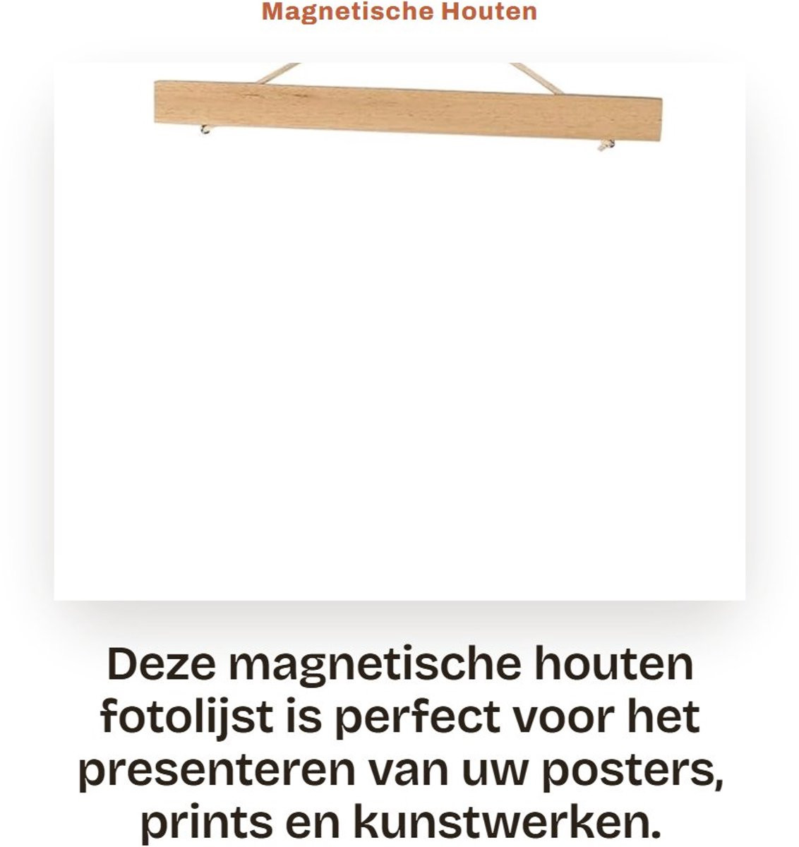 Dailygoods Modern Posterhanger met Sterke Magneten - Houten Hanger voor Fotolijst en Kunstwerk - 40 cm