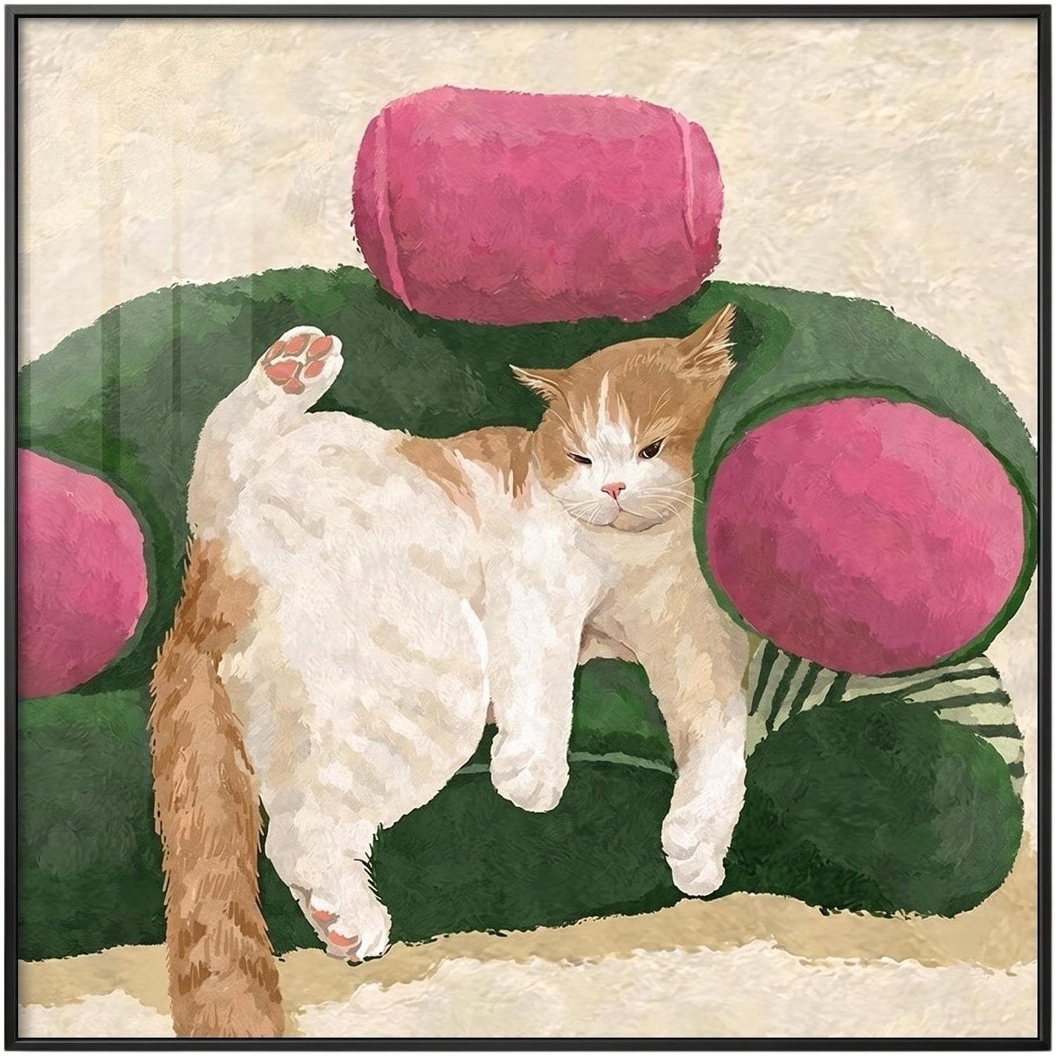 Olieverfschilderij Decoratieve Afbeelding van Slapende Kitten