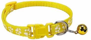 Uplifted Finds Adjustable Cartoon Paw Print Pet Collar With Safety Bell yellow