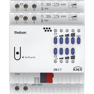 Theben Schaltaktor DM 2 T KNX, 4940270, für Smart Home, 2 Kanäle, für Hutschiene, KNX