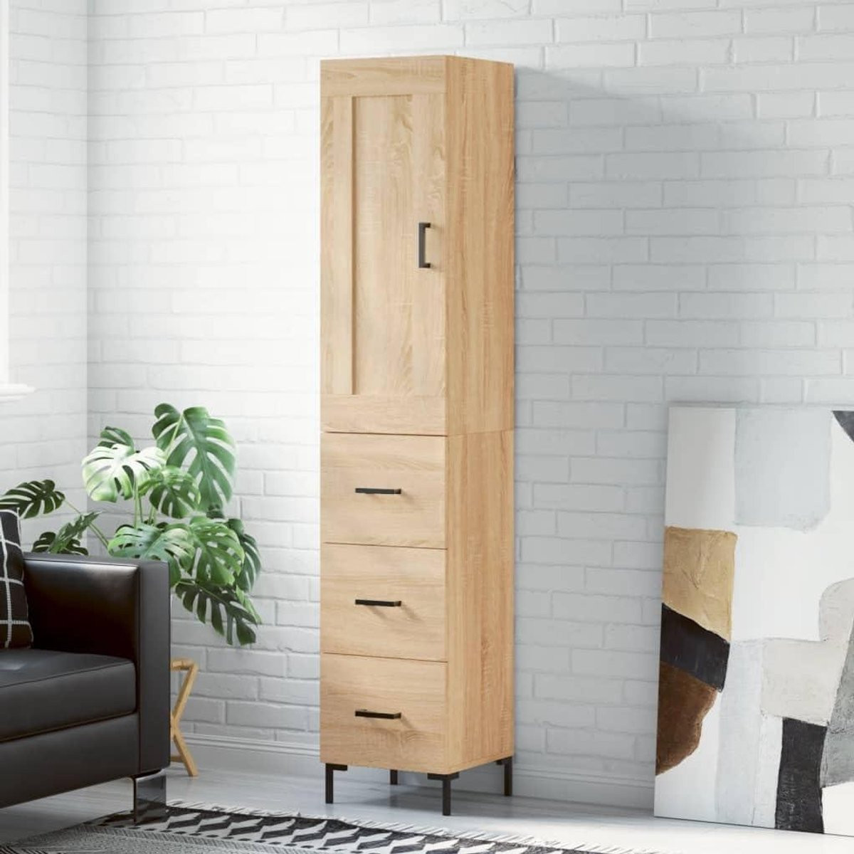 Highboard Kast Sonoma Eiken - Dressoir Opzetstuk voor de Woonkamer - Hoogte: 180 cm
