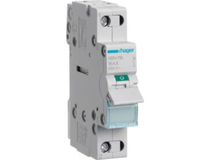 Hager Schakelmodule grijs 16A 230V SBN116, 230 V