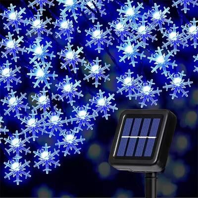 Inspired Living RadiantGlow Solar Snowflake String Lights (60 LED 8 Mode Outdoor Waterproof Fairy Lights) blue 5m 20leds