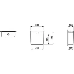 LAUFEN Spülkasten LUA 160x390x395, Wasseranschluss hinten mittig, weiss matt H8270817579711