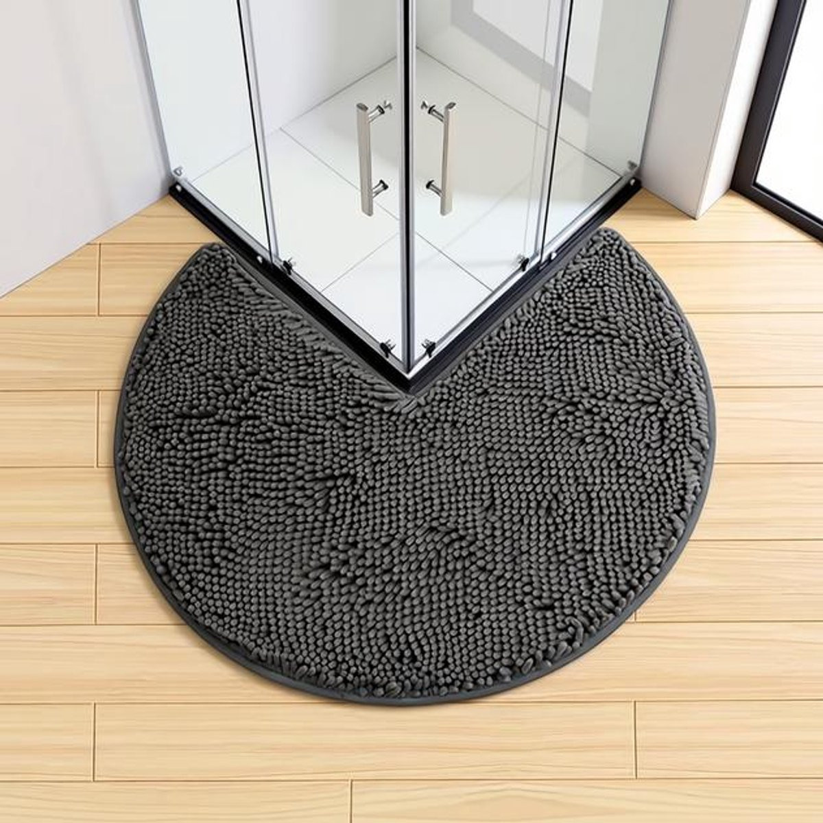 PolkaHome Ronde Chenille Badmat met Geheugenschuim - Diameter: 80 cm