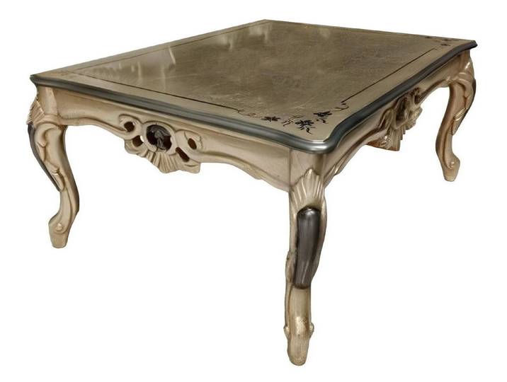 JVmoebel Kulissentisch Couchtisch im art déco Stil mit Platte in Gold und Material aus Holz (1-St)