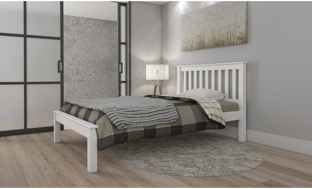 Brambly Cottage Rhoads Solid Wood Bed Frame White Double (4'6)