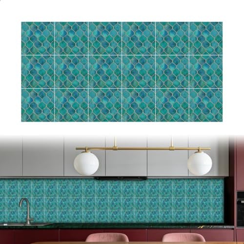 Zelfklevende PVC tegelstickers waterdicht voor keuken en badkamer, 18 stuks, 15 x 15 cm