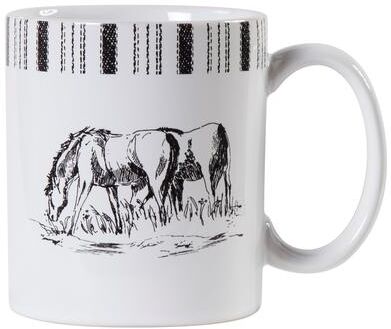 Paseo Road by HiEnd Accents Paseo Road Ranch Life Black and White Western Rustic 4 Piece Ceramic Mug Set