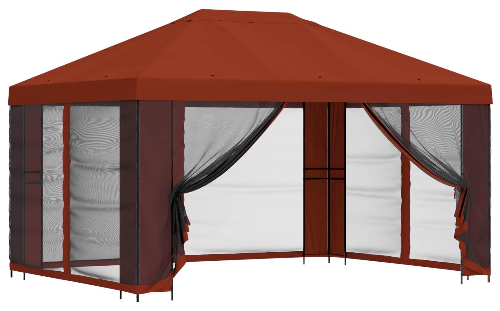 vidaXL Pavillon mit Seitenwänden 4 x 3 m Terrakotta