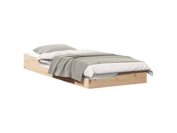 PUGYNBK Bettgestell aus Kiefernholz, 100 x 210 cm, Braun Plattform mit Schubladen, eingebauter Nachttisch, Metallverstärkung, niedriges Design