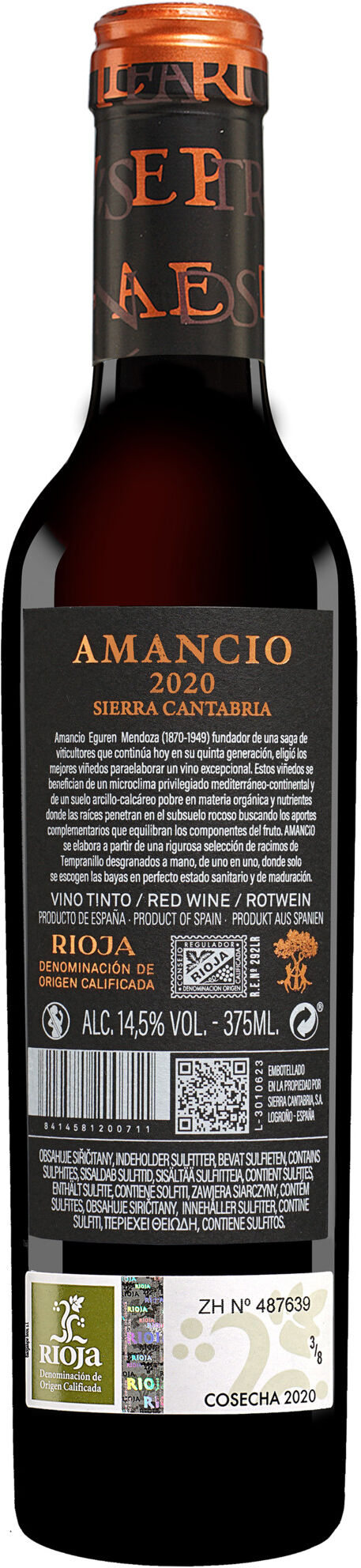 Sierra Cantabria Amancio - 0,375 L. 2020 14.5% Vol. Rotwein Trocken aus Spanien