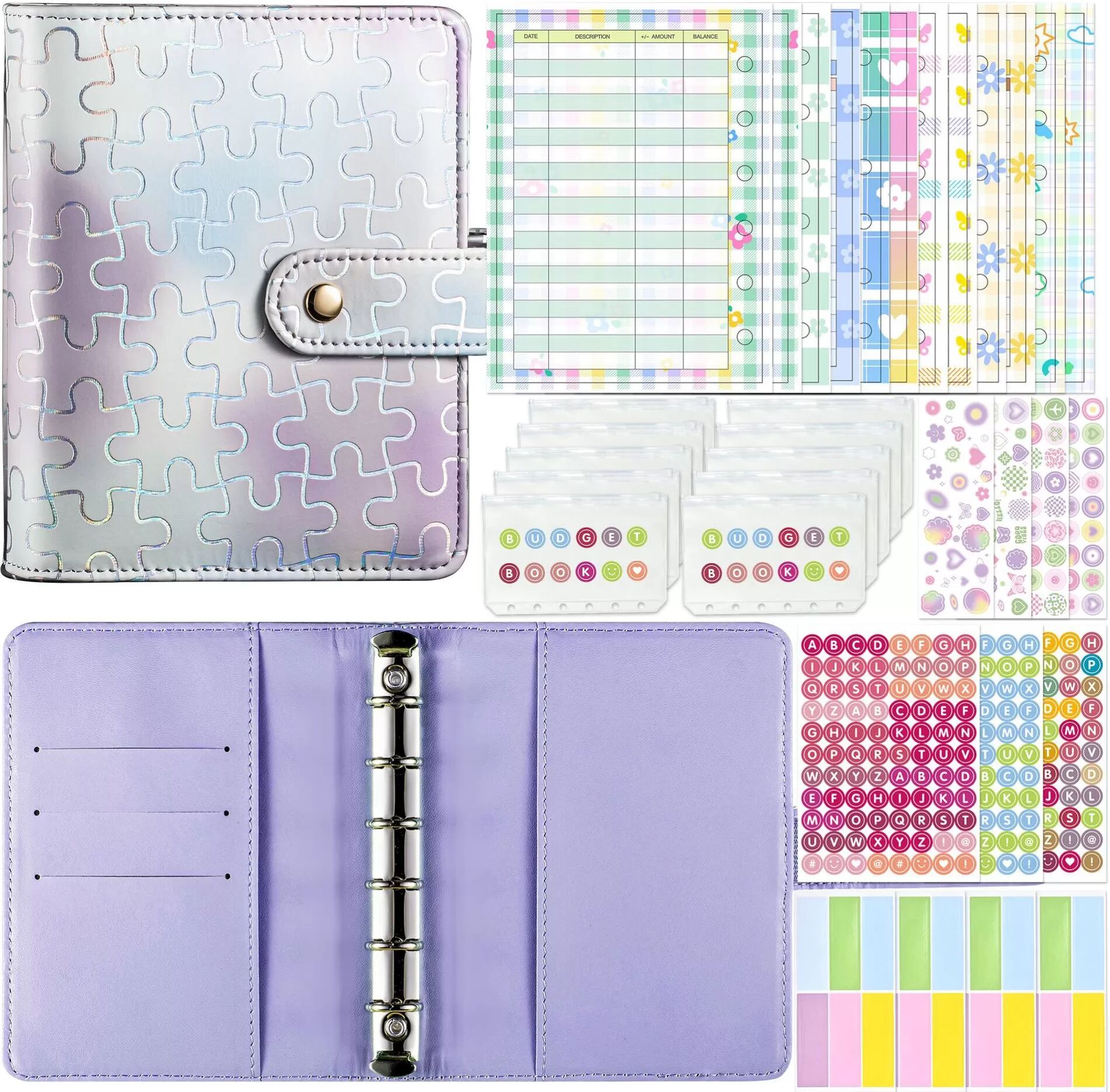 INF A7 Pocket Puzzle Binder - Budgeting Notebook Kit Violett