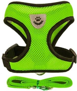 Uplift Essentials Adjustable Breathable Mesh Cat Harness & Leash Set green xl