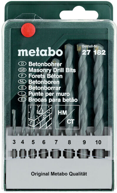 Coffret de forets à béton classic, 8 pièces metabo (627182000)