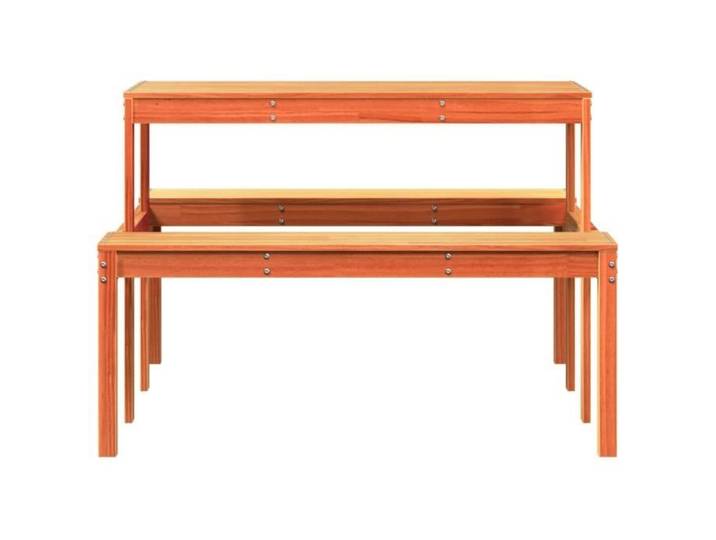 Table de pique-nique - MOTHINESSTO - Bois massif pin - Cire marron - 110x134x75 cm - 6 personnes