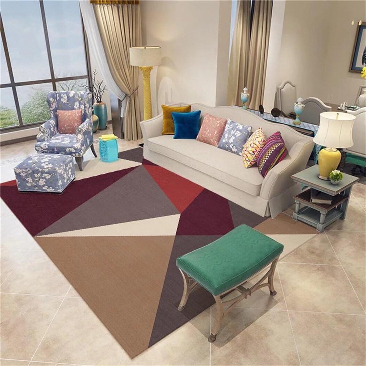 Geometrisch Vloerkleed Rechthoekig - Viscose - Rood
