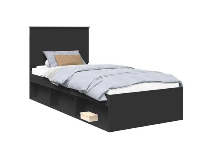 PUGYNBK Bettgestell Schwarz, 90 x 200 cm, Kiefer massiv Sockel mit festen Dielen, minimalistisches Design, vielseitig einsetzbar, einfache Reinigung