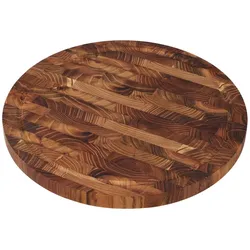 WellHome - Rundes Schneidebrett aus Teakholz, 28 x 28 x 2 cm