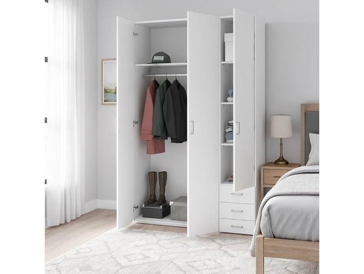 Aquilone - Garde-robe 3 portes\\\, 116x50 cm Blanc\, 4 Étagères
