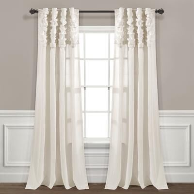 "Lush Decor Ruched Waterfall Linen Window Curtain Single Panel - 84"" x 52"""