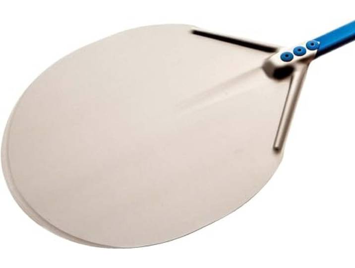 Gi.Metal Professionelle Pizzaschaufel Linie Azzurra A-37, Kopf 36 cm, Grifflänge 150 cm, Gewicht 0,8 kg, Kopf aus neutralem eloxiertem Aluminium, Griff hellblau eloxiert