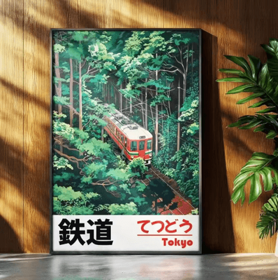 Inspire Picks Tokyo Rainy Night Railway Canvas Print Retro Japanese Cityscape Wall Art Decor 3 40x60cm No Frame